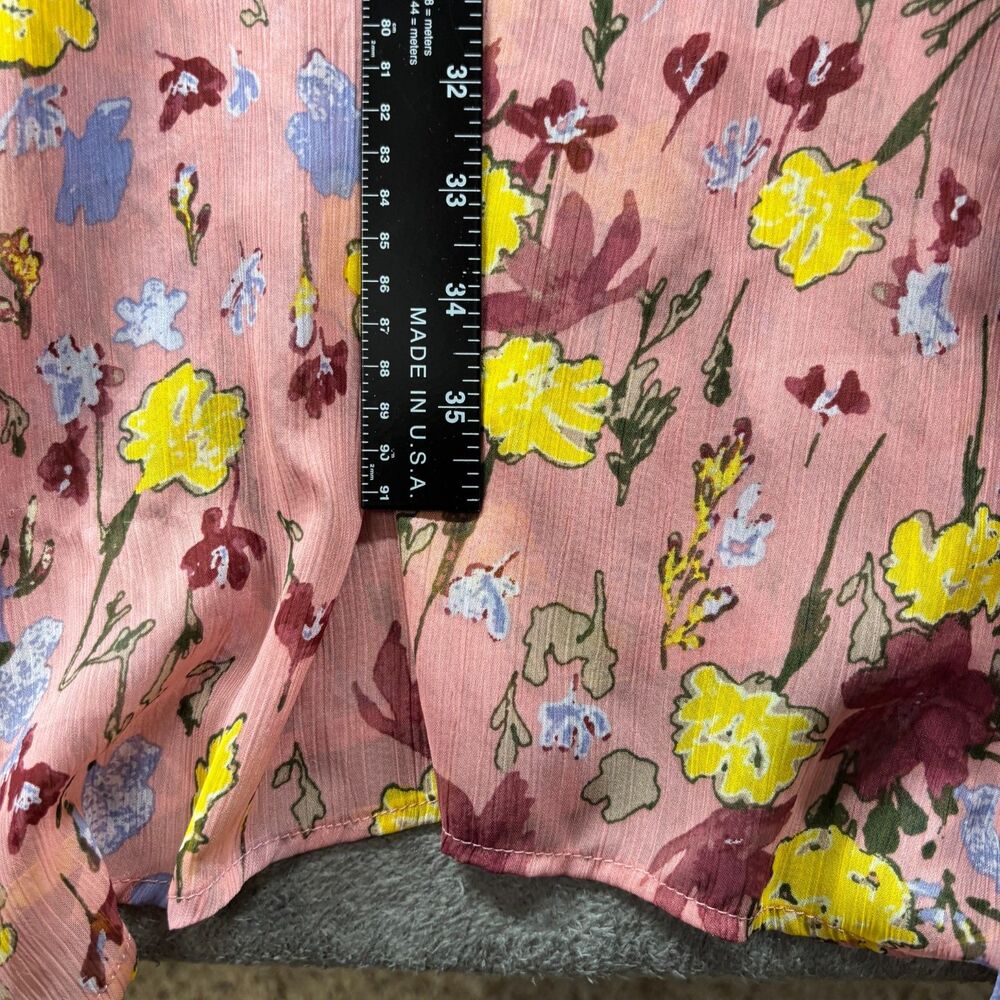 Wonderly Midi Dress Sheer Asymmetrical Hem Boho Flirty Pink Floral Medium H245 - Picture 8 of 10